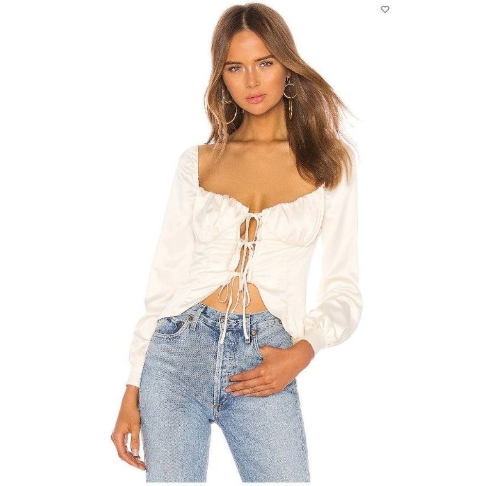 Majorelle Waldorf Top XS Lace-Up Front Ivory